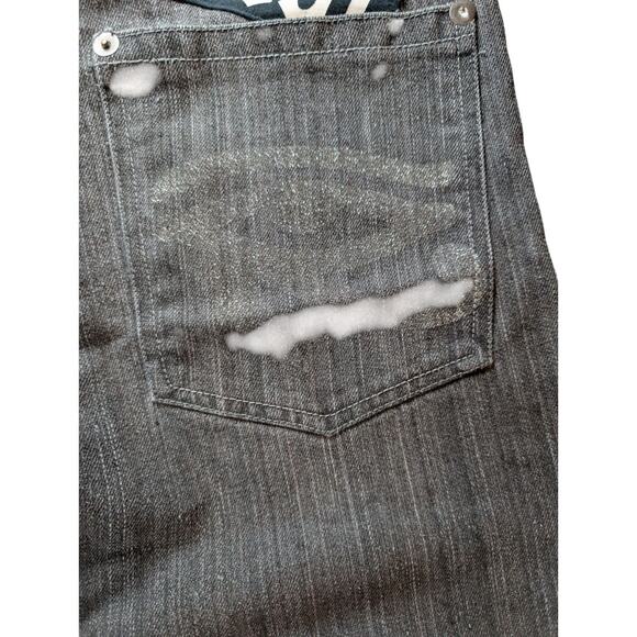 Square Zero Jeans Mens 32X30 Actual Black/Gray Wide Leg Graphic Streetwear Y2k - Picture 5 of 10